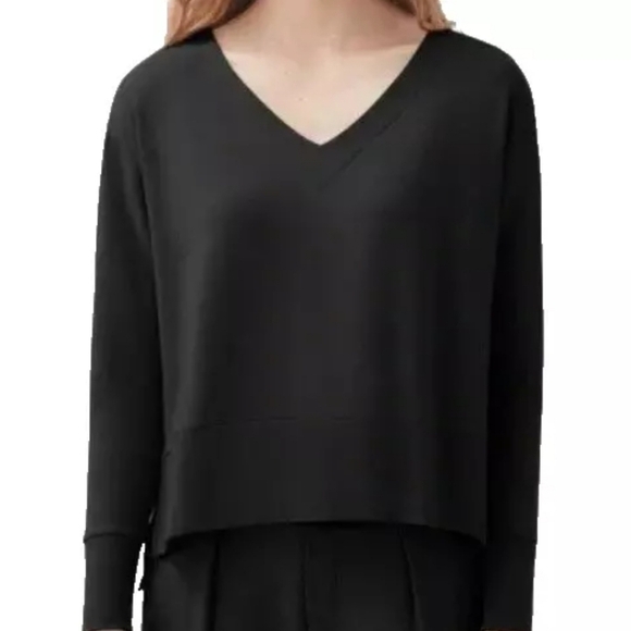 Cuyana V-Neck Pleat Back Sweatshirt - Picture 1 of 4